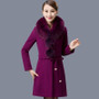 2019 autumn winter women new fashion large fur collar long single-breasted woolen cashmere coat lady large size laced wool coat