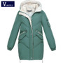 Vangull 2019 Women Winter Hooded Warm Coat Plus Size Green Cotton Padded Jacket Female Long Parka Womens Wadded Jaqueta Feminina