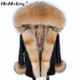 womens fox fur coat parkas winter jacket coat women parka big real fur collar kurtka damska natural fox fur liner long outerwear