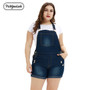 Pickyourlook Plus Size Women Jumpsuit Overalls Summer Denim Blue Pocket Female Rompers Playsuit Fashion Belted Ladies Overalls