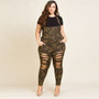 Pickyourlook Plus Size Women Rompers Overalls Large Size Casual Camouflage Jumpsuits With Hole High Street Fashion Lady Rompers