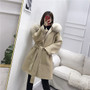 OFTBUY 2019 Real Fur Coat Winter Jacket Women Natural Fox Fur Collar Hood Cashmere Wool Woolen Overcoat Ladies Casual Outerwear