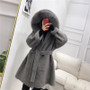 OFTBUY 2019 Real Fur Coat Winter Jacket Women Natural Fox Fur Collar Hood Cashmere Wool Woolen Overcoat Ladies Casual Outerwear