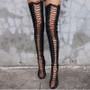 Faux Suede Slim Boots Sexy Over The Knee High Women Fashion Thigh High Boots Gladiator Shoes Woman Boots Lace Up Peep Toe Shoes