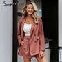 Simplee Elegant two-pieces women short suit Casual streetwear suits female blazer sets Chic 2019 office ladies women blazer suit