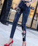 Women's Korean Fashion Flower embroidery Slim Haroun Jeans Female Sexy Jeans Plus Size Haroun pants TB641