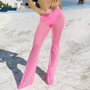 Women Pants Sexy Mesh Wide Leg Perspective Flared Solid Color Transparent Leggings Casual Loose Trousers