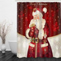 Merry Christmas Bathroom set Snowman Santa Father Bell Elk Pattern Waterproof Shower Curtain Toilet Cover Mat Non Slip Rug