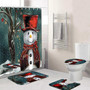 Merry Christmas Bathroom set Snowman Santa Father Bell Elk Pattern Waterproof Shower Curtain Toilet Cover Mat Non Slip Rug