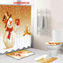 Merry Christmas Bathroom set Snowman Santa Father Bell Elk Pattern Waterproof Shower Curtain Toilet Cover Mat Non Slip Rug