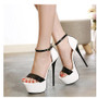 Aneikeh 2018 Fashion Peep Toe High-heeled Sandals Sexy 16CM High Heels  Buckle Strap Nightclub Party Shoes Big Size 40 Black