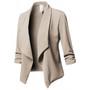 New Women Formal Jackets Office Work Open Front Notched Slim Ladies Blazer Spring Autumn Casual Cardigan Tops Blazer