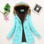 Women Jacket zipper Winter Warm Hooded Coat Long Slim Faux Fur Parka ladies Overcoat