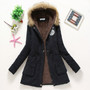 Women Jacket zipper Winter Warm Hooded Coat Long Slim Faux Fur Parka ladies Overcoat