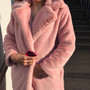 Winter Women High Quality Faux Rabbit Fur Coat Luxury Long Fur Coat Loose Lapel OverCoat Thick Warm Plus Size Female Plush Coats