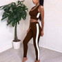 2019 Women's Tracksuit Tights Sportswear Fitness Yoga Suit Sport set For Female Gym Clothing Workout Two Piece Jumpsuit Crop top