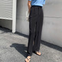 BGTEEVER Casual Loose Straight Women Suit Pants High Waist Full-length Pants Elegant Female Trousers pantalon femme 2019