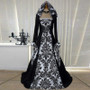 Umeko Vintage Gothic Maxi Dress Flare Sleeve Floral Medieval Renaissance High Waist Cosplay Stage Show Princess Hoodie Dress