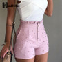 Women Summer High Waist Shorts Ladies Beading Frill Hem Casual Shorts Pantalones Cortos De Mujer