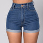 Women's High Waist Stretch Jeans Women Summer Fashion Denim Shorts Casual Slim Vintage Crimping Denim Shorts