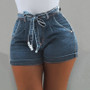 2019 Ladies Shorts Cotton Blends Fashion Sexy Retro Slim Fit High Waist New Shorts Casual Hotpant With Belt