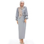 Elegant Muslim Abaya Maxi Dress Nida Cardigan Puff Sleeve Long Robe Gowns Jubah Kimono Ramadan Islamic Kaftan Worship Service