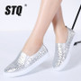 STQ 2019 Summer women flats sneakers ballet flats oxfords shoes women slip on loafers white cutout comfort flat boat shoes 6689