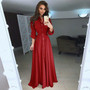 Long Sleeve Dress Solid Beach Vintage Maxi Dresses Boho Casual V Neck Belt Lace Up Tunic Button Casual Plus Size Dress