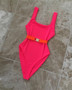 2018 Maillot De Bain Femme Une Piece Badpak Sexy Pure Color Waistband One Piece Swimsuit Bathing Suit Swimwear Women