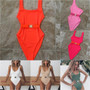 2018 Maillot De Bain Femme Une Piece Badpak Sexy Pure Color Waistband One Piece Swimsuit Bathing Suit Swimwear Women