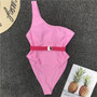 2019 Maillot De Bain Badpak  Swimwear Women  Sexy Pure Color One Piece Swimsuit Metal Belt Swimsuit Swimming Suit For Women