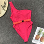 2019 Maillot De Bain Badpak  Swimwear Women  Sexy Pure Color One Piece Swimsuit Metal Belt Swimsuit Swimming Suit For Women