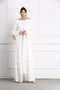 Fashion floral Front open muslim dress with belt white abaya dubai robe muslim djelaba femme