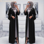 Muslim Diamonds Beading Cardigan Abaya Full Dress Kimono Long Robe Gowns Jubah Dubai Middle East Ramadan Arab Islamic Clothing