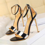 2019 Ankle Buckle Stiletto Women's Sandals Summer Shoes Open Toe High Heels Sexy Party Office Leather Sandals Woman Big Size 40