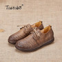 Tastabo Genuine Leather Oxford Shoes For Women Round Toe Lace-Up Casual Shoes Spring And Autumn Flat Loafers Shoes Handmade Flat