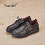 Tastabo Genuine Leather Oxford Shoes For Women Round Toe Lace-Up Casual Shoes Spring And Autumn Flat Loafers Shoes Handmade Flat