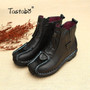 Tastabo Genuine Leather Ankle Boots Velvet Handmade Lady soft Flat shoes comfortable Casual Moccasins Women's shoes