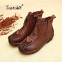 Tastabo Genuine Leather Ankle Boots Velvet Handmade Lady soft Flat shoes comfortable Casual Moccasins Women's shoes