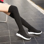 FeiYiTu 2019 New Women Sock Boots Stretch Fabric Shoes Slip On Over the Knee Boots Women Pumps Stiletto Boots For Womens 35-40