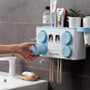 Smart Toothbrush Holder Wall Mounted Toothpaste Squeezer Dispenser with Cups Storage Organizer