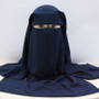 Muslim Bandana Scarf Islamic 3 layers Niqab Burqa Bonnet Hijab Cap Veil Headwear Black Face Cover Abaya Style Wrap Head Covering