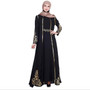 Elegant Muslimah Hot stamping abaya Turkish Singapore full length two pieces Jilbab Dubai female Muslim Islamic dress wq1327