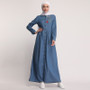 Denim Kaftan Abaya Dubai Islam Cardigan Hijab Muslim Dress Abayas For Women Qatar UAE Oman Caftan Robe Turkish Islamic Clothing