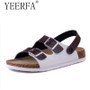 YEERFA 2019 Summer Men Sandals Cork Shoes Slippers Casual Outdoor Shoes Flats Buckle Fashion Beach Shoes Slides Plus Size 39-43