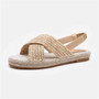 Summer Women Shoes Flat Heels Gladiator Sandals Fashion Female Comfortable Sweet Boho Beach Sandals Plus Size 35-44 Khaki beige