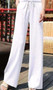 Spring Summer Casual Womens Elastic High Waist Wide Leg Green Black White Linen Trousers , Korean 2019 Fall Female Woman Pants