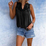 Casual Shirt Fashion Womens Tops And Blouses Sleeveless Lace Patchwork Blouses Woman 2019 Loose Lady Tops Blusa Feminina SJ1914M