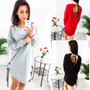 AvoDovA 2019 Spring Summer New Casual Loose Dress Women Long Sleeve Dresses Sexy Backless O Neck Bow Female Fashion Clothing