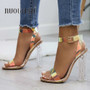 2019 Fashion PVC Women Sandals Summer Open Toed High Heels Women Transparent Heel Sandals Woman Party Shoes Discount Pumps 11CM